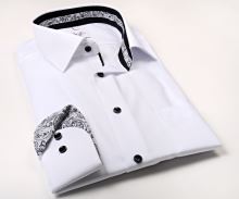 Marvelis Modern Fit – bílá košile s černo-bílým vzorem paisley ve vnitřním límci a manžetě (1)