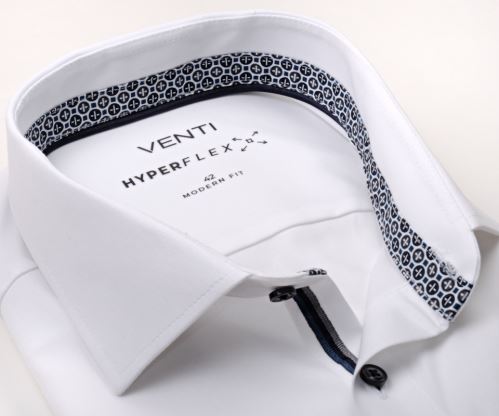 Venti Modern Fit Hyperfex – bílá elastická košile s vnitřním límcem a manžetou - extra prodloužený rukáv