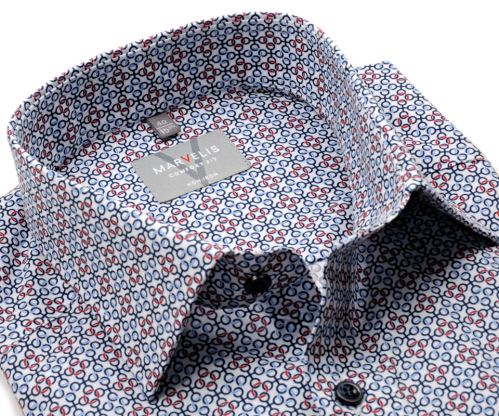 Marvelis Comfort Fit - košeľa s modro-červeným krúžkovým vzorom