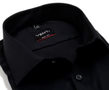 Venti Body Fit Twill – luxusná čierna košeľa - predĺžený rukáv