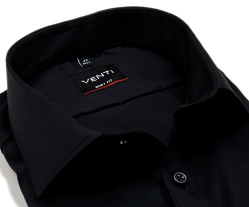 Venti Body Fit Twill – luxusní černá košile - prodloužený rukáv Venti Body Fit Twill – luxusní černá košile - prodloužený rukáv