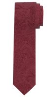 Slim kravata Olymp - tmavočervená s votkanými ornamentmi paisley (1)