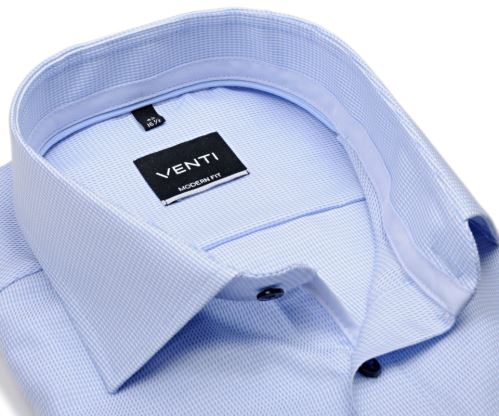 Venti Modern Fit – košeľa s votkaným svetlomodrým prúžkom a vnútorným golierom - extra predĺžený rukáv