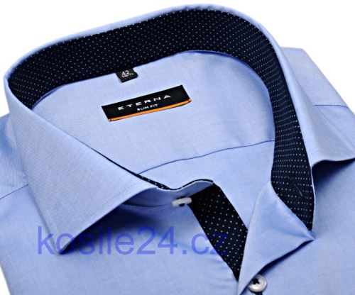 Eterna Slim Fit Fine Oxford – světle modrá košile s tmavě modrým vnitřním límcem, manžetou a légou