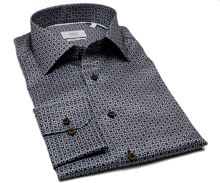 Eterna 1863 Slim Fit Two Ply - luxusní tmavomodrá košile s béžovo-modrým vzorem (1)
