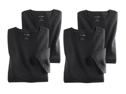 Černé bavlněné tričko Olymp s krátkým rukávem - kulatý výstřih - výhodné balení 4 ks