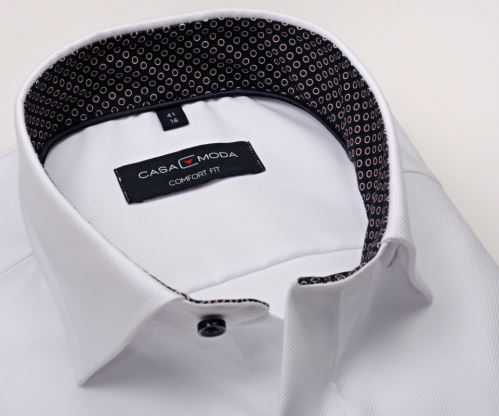 Casa Moda Comfort Fit Premium – luxusná biela košeľa s diagonálnou štruktúrou - extra predĺžený rukáv