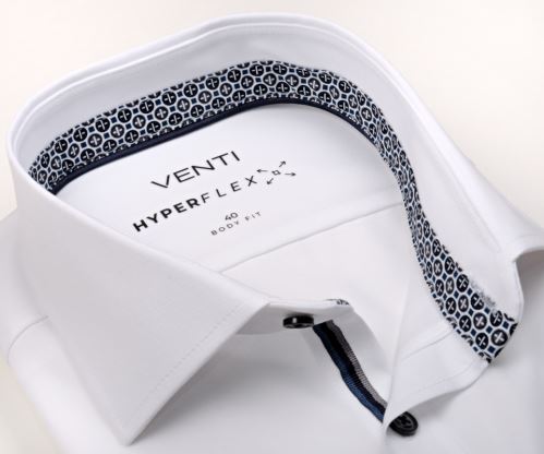 Venti Body Fit Hyperflex – biela elastická košeľa s vnútorným golierom, manžetou a légou