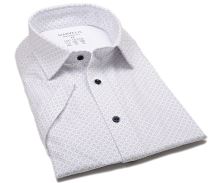 Marvelis Modern Fit Jersey – elastická košile s modrými čtverečky a okrovými puntíky - krátký rukáv (1)