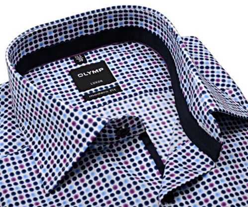 Olymp Luxor Modern Fit  – designová košile s barevnými puntíky a vnitřním límcem