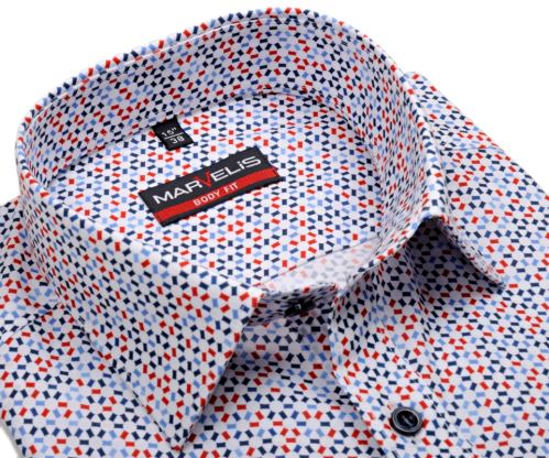 Marvelis Body Fit – košile s červeno-modrým vzorem atomia - krátký rukáv