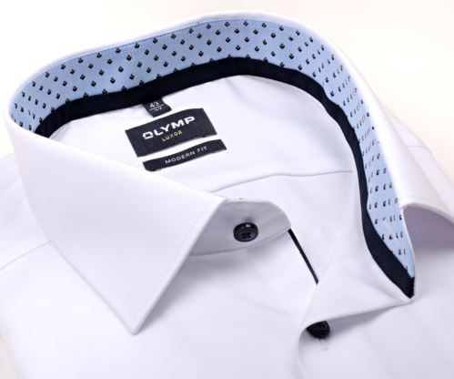 Olymp Modern Fit – bílá košile s vnitřním límcem a manžetou se vzorem pupenu - prodloužený rukáv Olymp Modern Fit – bílá košile s vnitřním límcem a manžetou se vzorem pupenu - prodloužený rukáv