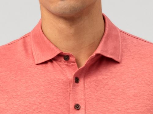 Lněné polo tričko Olymp - světle červené s límečkem