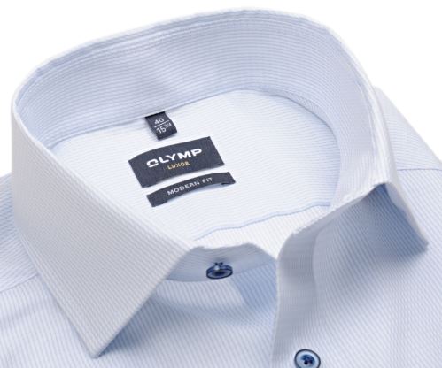 Olymp Modern Fit – luxusná košeľa s votkaným svetlomodrým prúžkom - krátky rukáv