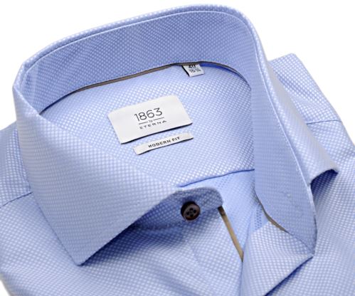 Eterna 1863 Modern Fit Two Ply - luxusní světle modrá košile s bílým vetkaným vzorem