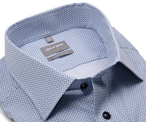 Olymp Comfort Fit – košeľa s modrým štvorcovým vzorom - krátky rukáv