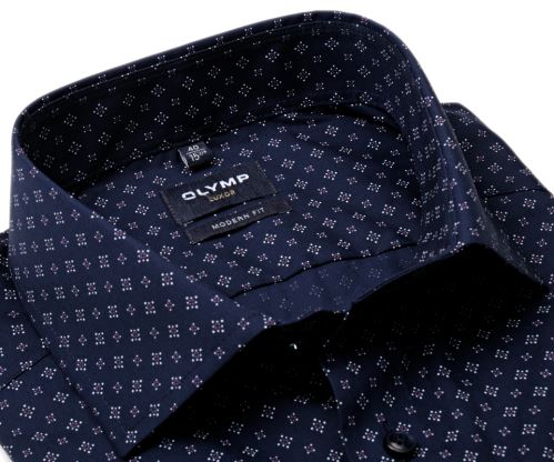 Olymp Modern Fit – tmavomodrá košile s fialovo-bílými puntíky Olymp Modern Fit – tmavomodrá košile s fialovo-bílými puntíky
