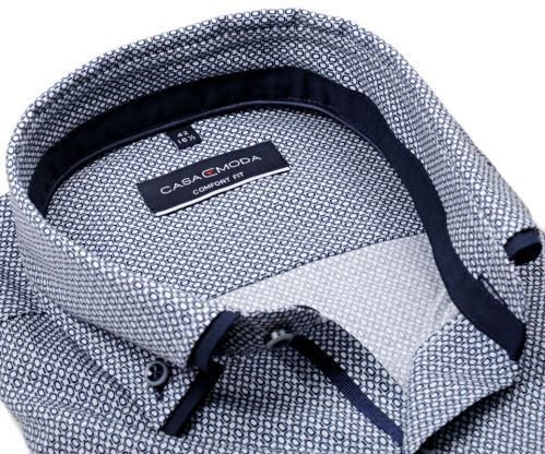 Casa Moda Comfort Fit Premium – košeľa s modrými obdĺžnikami a dvojitým golierom
