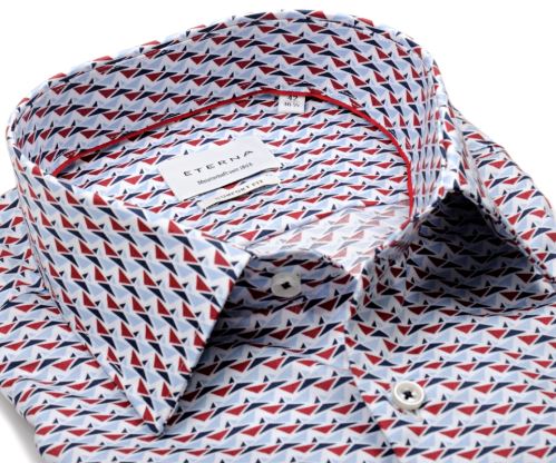 Eterna Comfort Fit Twill – košile s červeno-modrými trojúhelníčky - krátký rukáv Eterna Comfort Fit Twill – košile s červeno-modrými trojúhelníčky - krátký rukáv