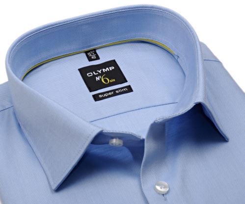 Olymp Super Slim Twill – luxusná nepriehľadná svetlomodrá košeľa s diagonálnou štruktúrou
