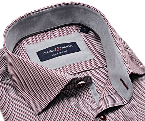 Casa Moda Comfort Fit Premium – luxusná košeľa s červeným vzorom a vnútorným golierom - extra predĺžený rukáv