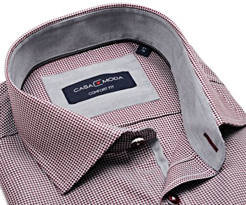 Casa Moda Comfort Fit Premium – luxusní košile s červeným vzorem a vnitřním límcem - extra prodloužený rukáv