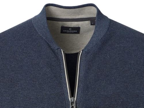 Bavlněný rozepínací svetr Casa Moda – tmavomodrý s kapsami Bavlněný rozepínací svetr Casa Moda – tmavomodrý s kapsami