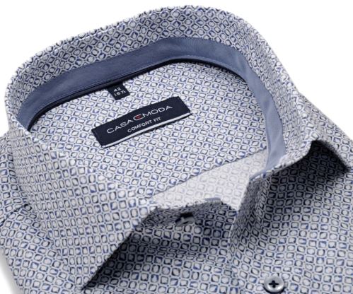 Casa Moda Comfort Fit Premium – luxusná košeľa s modrým vzorom, vnútorným golierom a manžetou