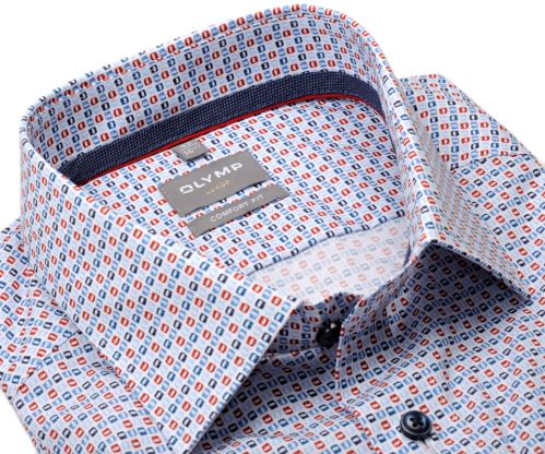 Olymp Comfort Fit – košeľa s modro-červenými štvorčekmi