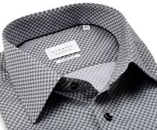 Eterna Modern Fit Twill – košeľa s čierno-sivým vzorom - extra predĺžený rukáv