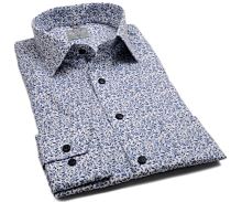 Marvelis Comfort Fit - košeľa s modro-béžovým vzorom vetvičiek (1)
