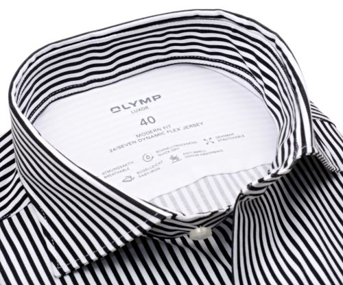 Olymp Modern Fit 24/Seven – luxusní elastická košile s černým proužkem Olymp Modern Fit 24/Seven – luxusní elastická košile s černým proužkem