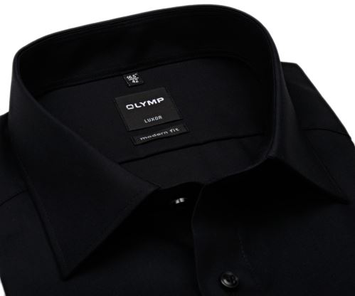 Olymp Luxor Modern Fit - černá košile - krátký rukáv