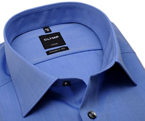 Olymp Luxor Modern Fit Chambray - modrá košile - krátký rukáv