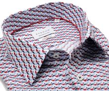 Eterna Modern Fit Twill – košeľa s červeno-modrými trojúholníčkami - prodloužený rukáv