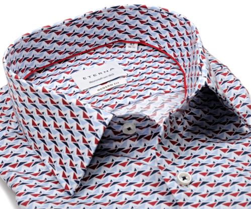 Eterna Modern Fit Twill – košeľa s červeno-modrými trojúholníčkami - extra prodloužený rukáv Eterna Modern Fit Twill – košeľa s červeno-modrými trojúholníčkami - extra prodloužený rukáv