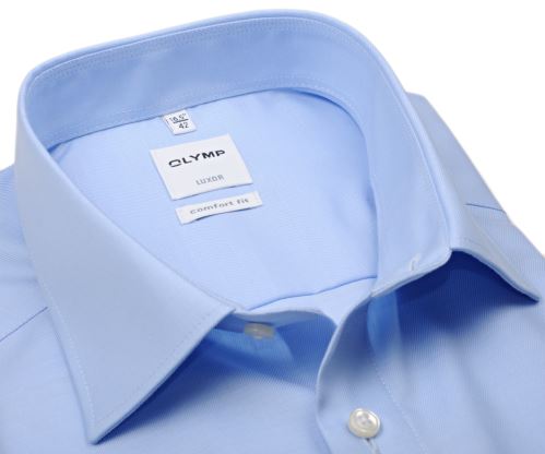 Olymp Comfort Fit Twill – luxusná nepriehľadná svetlomodrá košeľa s diagonálnou štruktúrou