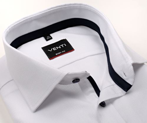 Venti Body Fit – biela košeľa s jemnou štruktúrou, vnútorným golierom a légou - extra predĺžený rukáv