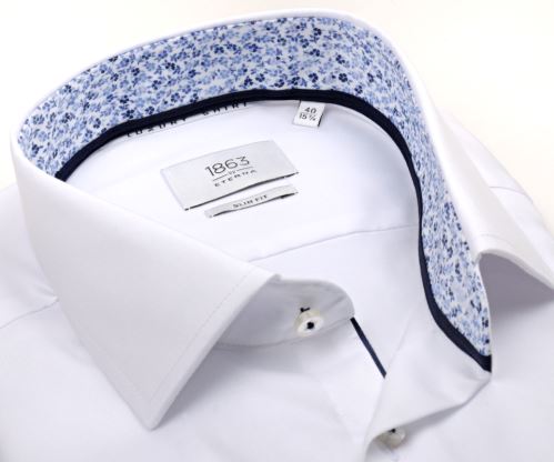 Eterna 1863 Slim Fit - luxusní bílá košile s květinkovým vnitřním límcem a manžetou Eterna 1863 Slim Fit - luxusní bílá košile s květinkovým vnitřním límcem a manžetou