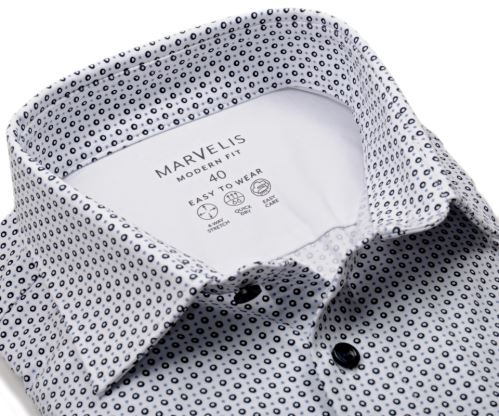 Marvelis Modern Fit Jersey – elastická košeľa s tmavomodrými krúžkami