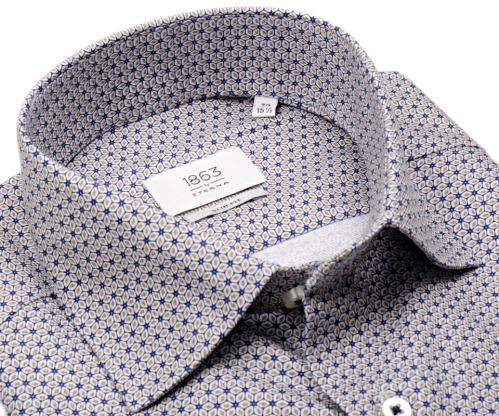 Eterna 1863 Slim Fit Two Ply NEVER IRON - luxusní košile s modro-béžovými kosočtverečky