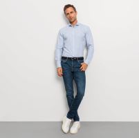 Olymp Level Five - košeľa so svetlomodrým károm - Garment Washed (4)