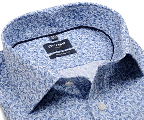 Olymp Modern Fit Twill – košeľa s modrým tlačeným vzorom - predĺžený rukáv Olymp Modern Fit Twill – košeľa s modrým tlačeným vzorom - predĺžený rukáv