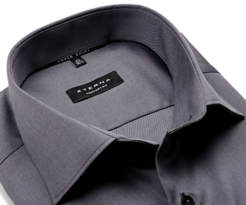 Eterna Comfort Fit Twill Cover - luxusní šedá neprůhledná košile