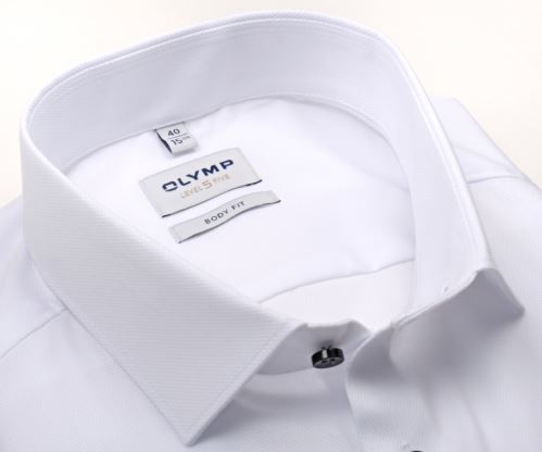 Olymp Level Five – bílá košile s jemnou křížovou strukturou - krátký rukáv