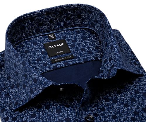 Olymp Luxor Modern Fit – modrá košeľa s tľačeným vzorom