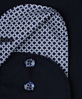Olymp Comfort Fit Natural Stretch – tmavomodrá košile s modro-bílým vnitřním límcem a manžetou (2)