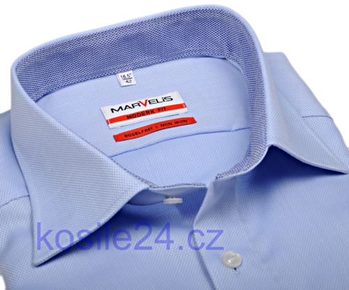Marvelis Modern Fit – luxusná svetlomodrá košeľa so štruktúrou a vnútorným golierom a manžetou