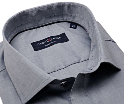 Casa Moda Modern Fit – šedá košile se zdobeným vnitřním límcem - extra prodloužený rukáv
