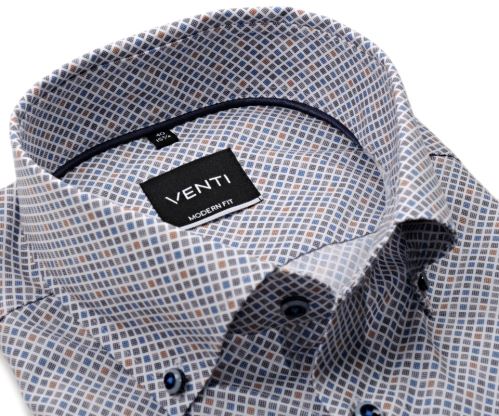 Venti Modern Fit – luxusní košile s drobným modro-béžovým vzorem